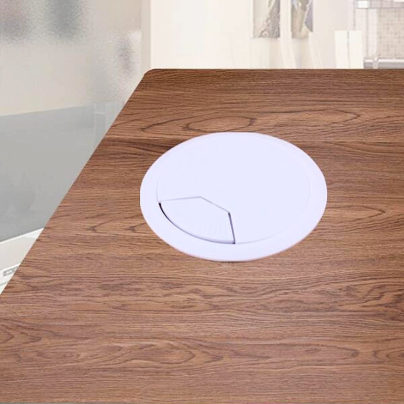 4 Pieces White Desk Grommet, 60mm (2.4 inch) Plastic Desk