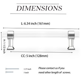 Probrico 10 Pack 5 Inch Cabinet Pulls Polished Chrome Zinc Alloy with Clear Acrylic Kitchen Cabinet Handles, Drawer Pulls for Bedroom and Bathroom Cupboards and Cabinets