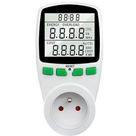 Retoo Current Meter with Overload Protection 3600 W, Electricity Meter for Socket, Energy Cost Meter, Power Consumption Meter, Power Consumption Meter, Power Consumption Meter