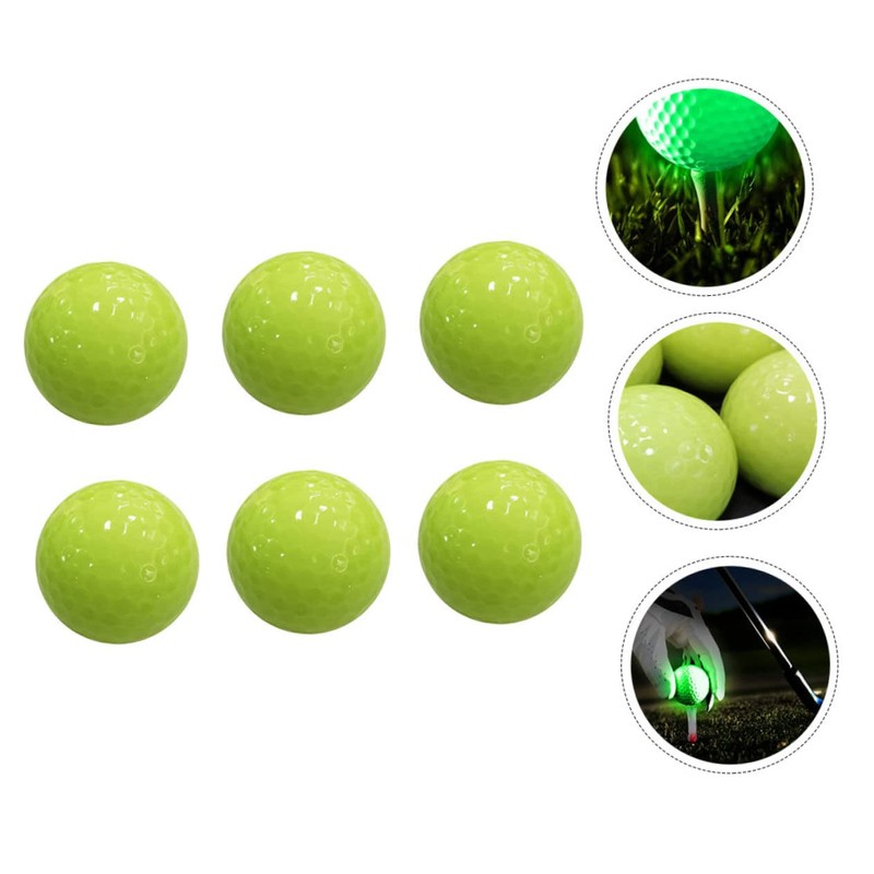 Generic 6pcs Fluorescent Glow Dark Led Golf Balls Night Practice