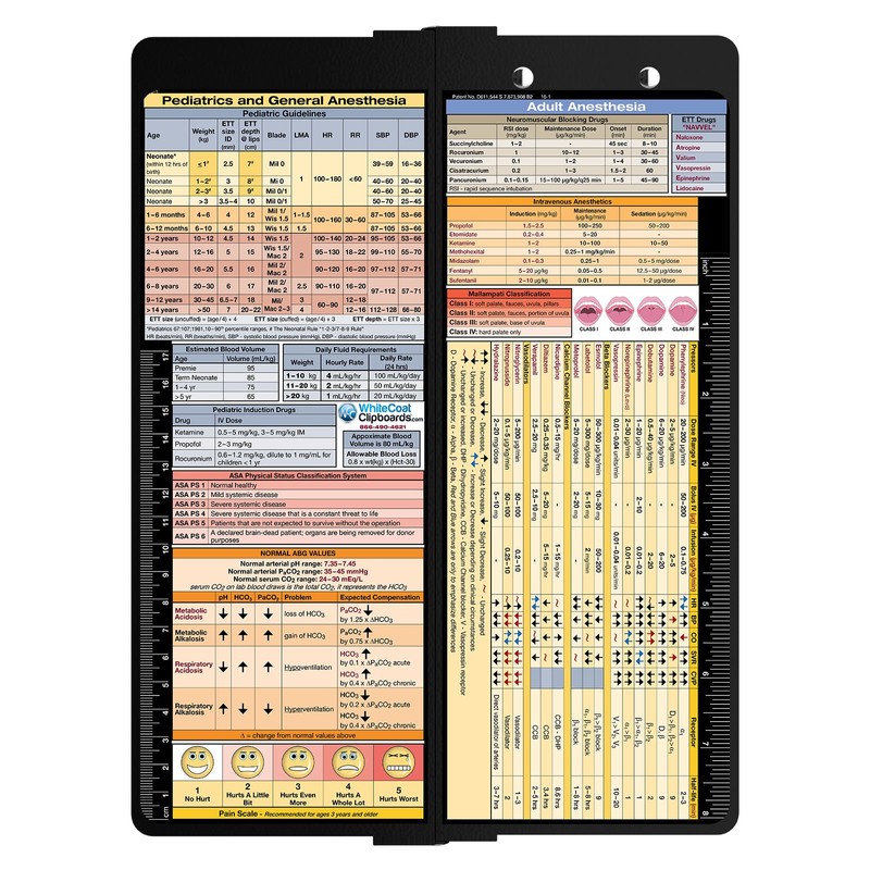 WhiteCoat Clipboard - Vertical - Black - Anesthesia Edition