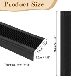 uxcell Stair Nosing, 3.3 ft (3 x 1.4 Inch) Vinyl Non-Slip Self-Adhesive Staircase Step Edge Protector Waterproof Stair Treads Trim for Outdoor Indoor Floors, Black