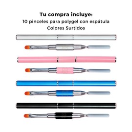 Pincel-espatula doble punta para PolyGel, acero inoxidable, gel UV, acrílico, extensiones de uñas, construcción rápida, herramienta profesional para manicura y nail art. (Surtido, 3, unidad)