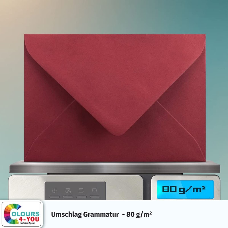 COLOURS-4-YOU Envelopes, DIN C6, Dark Red, 11.4 x 16.2 cm,