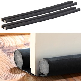 infactory Draught Excluder Door: Set of 2 Draught Stoppers for Doors up to 60 mm Thick, Black (Draught Stopper, Door Seal, Flat Door)