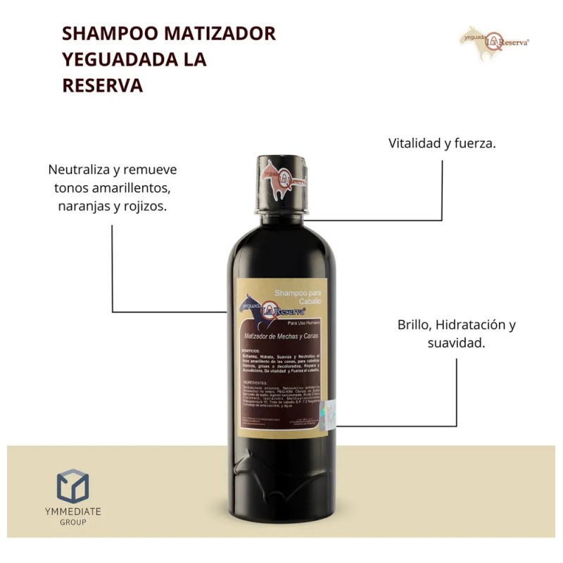 Shampoo Matizador De Canas Y Mechas Yeguada Reserva 500 Ml