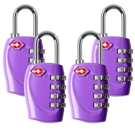 4 Dial Digit TSA Approved Travel Luggage Locks Combination for Suitcases (Purple-4Pack)