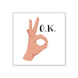 CafePress OK Hand Sign Sticker Square Bumper Sticker Car Decal