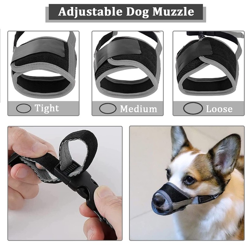 Muzzle for Dogs, Muzzle with Velcro Closure, Soft, Prevents Biting,