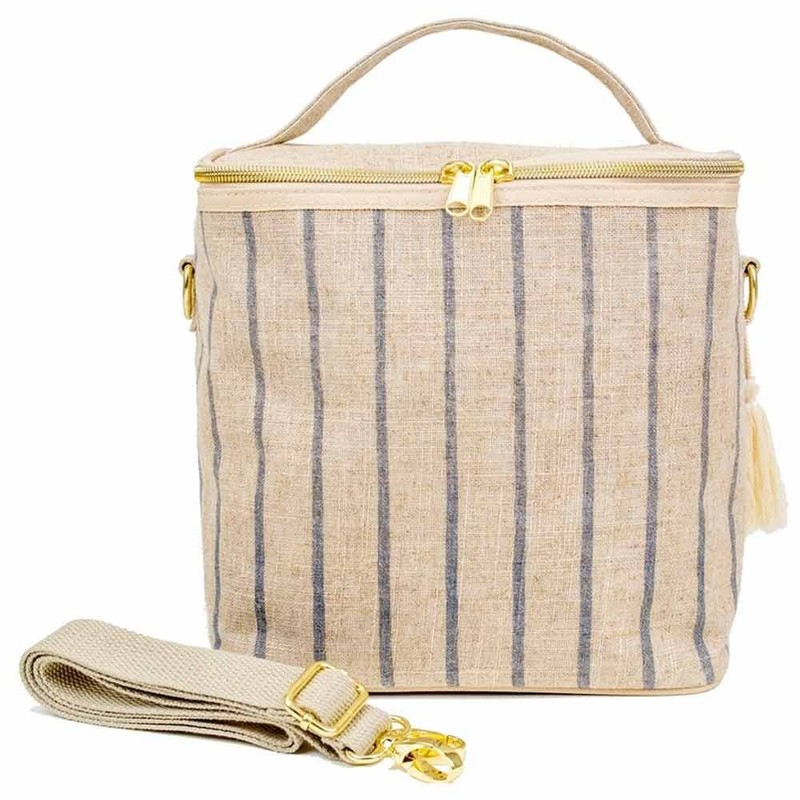 SoYoung Large Linen Insulated Lunch Poche, Rose Gold Stripe