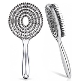 Cepillo para Cabello con Cerdas de Jabalí y Nylon, Cepillo Desenredante Anti Frizz para Mujer, Peine Profesional para Cabello Liso Rizado y Grueso,