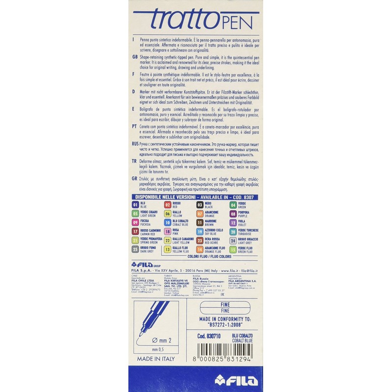 TRATTO 0.5mm Synthetic Tip Pens - Cobalt Blue (Pack of