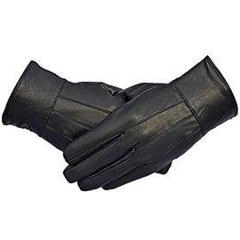 Mens Designer Genuine Leather Touch-Screen Thermal Gloves (Style 2, Medium)
