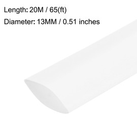 sourcing map Heat Shrink Tubing, 13mm Dia 21mm Flat Width 2:1 Heat Shrink Wrap Cable Sleeve Heat Shrink Tube 20m White