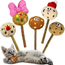 ALTABOMBA Silvervine Sticks for Cats, Lollipops Catnip Toys & Cat Chew Toy for Teeth Cleaning, Cat Toys for Indoor Cats (5-Pcs)