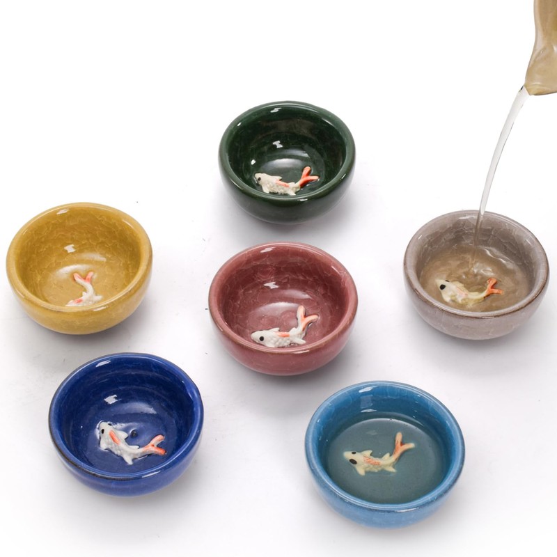 Foraineam 12 Pieces Ceramic Sake Tea Cups, Korean Soju Shot