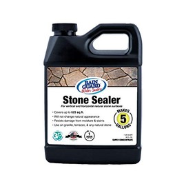 Rain Guard Water Sealers SP-6003 Stone Sealer Concentrate Makes 5 Gallons - Clear Natural Finish - Deep Penetrating Water Repellent Protection For All Stone Surfaces- Water-Based Silane/Siloxane