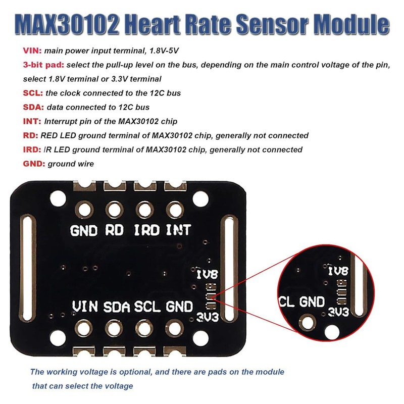 MAX30102 blood oxygen wrist heart rate and pulse detection heartbeat