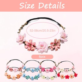 8 Stück Blumenkranz Haare, Hochzeit Haarkranz Krone, Blumenkranz Haare Krone, Blumen Haarreif für Reisefotografie,Festival Hochzeit und Party, Damen, mädchen