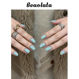 Beaolata Semi Cured Gel Nail Strips - UV Light Gel Nail Stickers - 20 Long Lasting Salon Quality Wraps (ICY Glint Blue)
