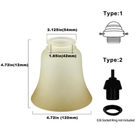Glass Shade Replacement for Ceiling Fan, 4 Pack Vintage Farmhouse Glass Covers for Light Fixtures Chandeliar Vanity Lighting, Tea Stain Color 2 1/8" Fitter Size