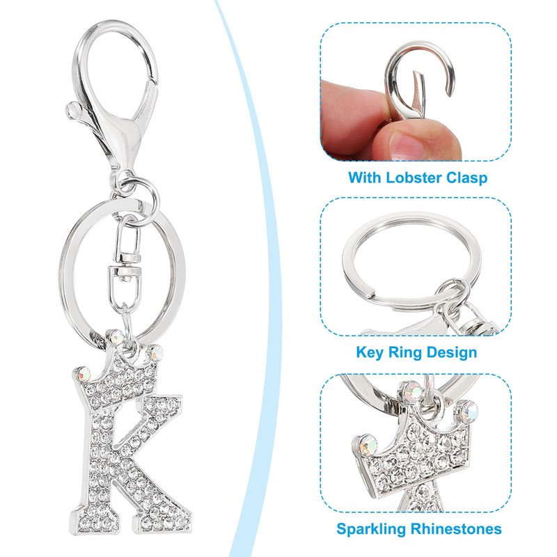 [PATIKIL] Initial Letter Key Chain Crystal Diamond Decorated K Letter