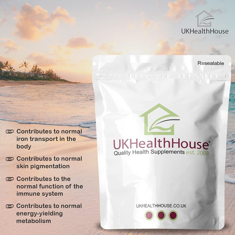 UKHealthHouse Copper Bisglycinate 1mg - Tablets 1,000mcg Mineral Supplement Immune