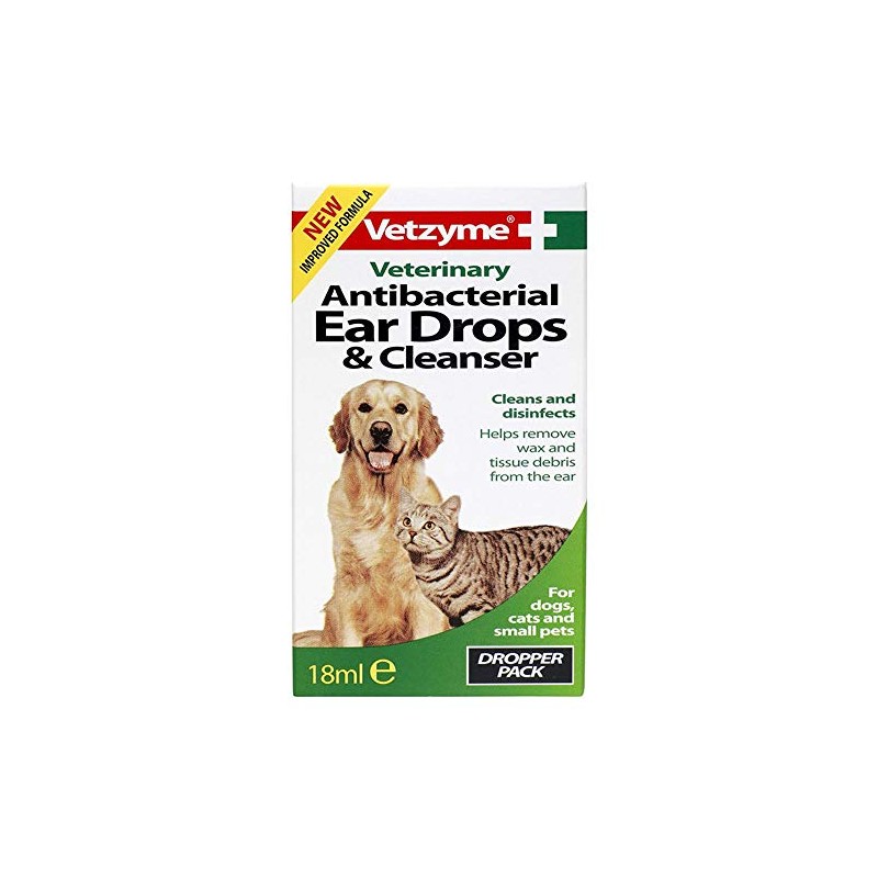 Vetzyme Antibacterial Ear Drops & Cleanser 18ml 60g - Bulk