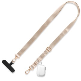 Coiwxmoi Handykette Universal Verstellbar Handyband zum Umhängen,Multifunktional Lanyard,Kompatibel mit jedem Handy und Smartphone,Handy Kette Umhängenband mit Kordel-Beige