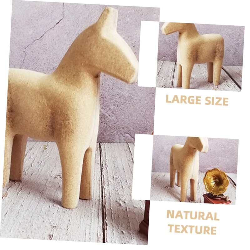 KOMBIUDA 2pcs Unfinished Wooden Horse Figurines for Painting Rustic Home