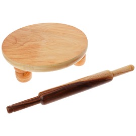 Tabakh Manual Wooden Roti Chapati Flatbread Tortilla Presser Maker with Rolling Pin, 10-Inch