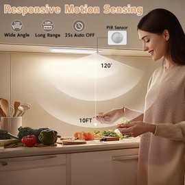 Under Cabinet Lighting Wireless, 4Pack Motion Sensor Light Indoor with 3 Color Temps, Dimmable Closet Lights Battery Operated, LED Magnetic Light, Rechargeable Under Counter Lights for Kitchen Home