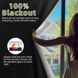 (118"x57") Magnetic Blackout Blinds 100% Blackout Curtains for Bedroom,Portable DIY Guard Blinds for Windows Cover,Easy to Cut Shades for Baby and TV Room,Office Travel