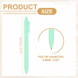 PATIKIL 12 Pack Retractable Ballpoint Gel Pens, 0.5mm Fine Point Black Ink Retro Color Smooth Writing Cute Pens for Office Home Supplies Journaling Notebook, Light Green
