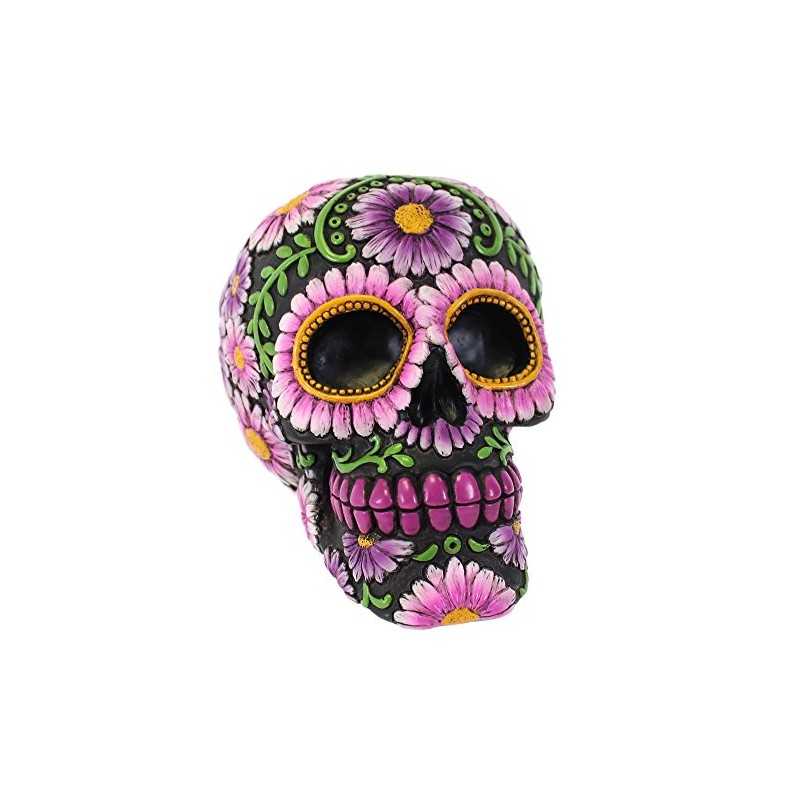 Purple Floral Candy Skull Money Box