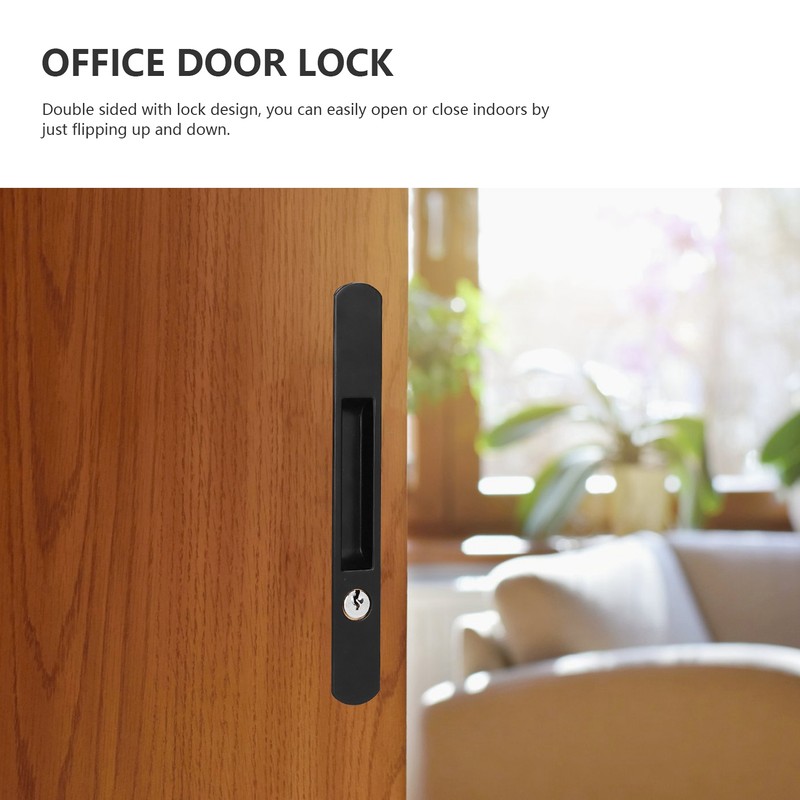 Sliding Door Lock Black Copper Zinc Alloy Lock Furniture Hardware
