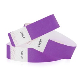 WristCo Pantone Purple 3/4" Tyvek Wristbands - 100 Pack Paper Wristbands for Events