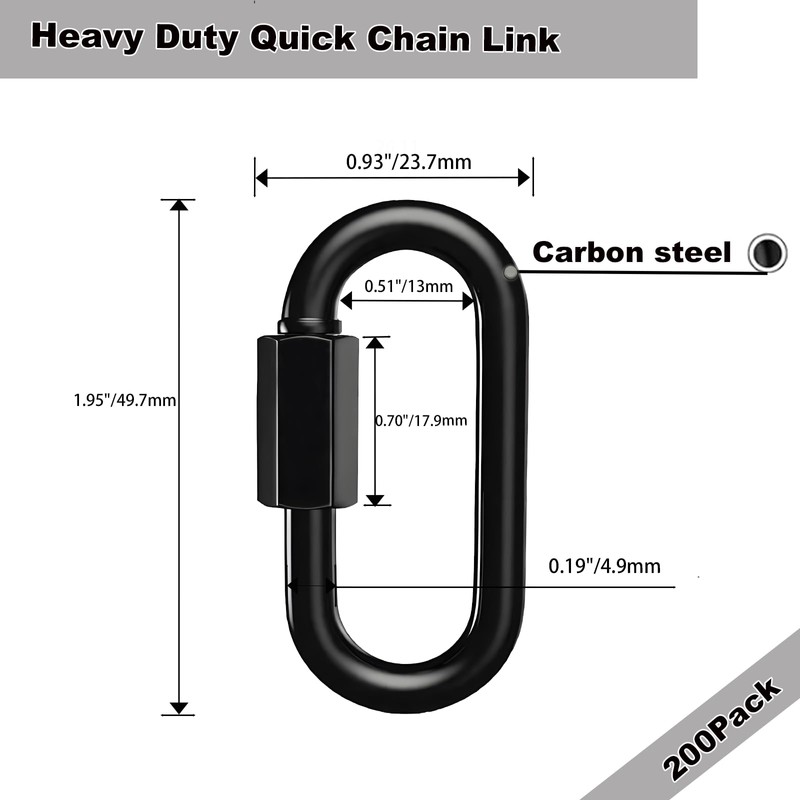 200-Pack Black M5 Galvanized Quick Links – Heavy Duty Chain