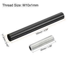 MECCANIXITY Threaded Extension Rod, 3.94" Lamp Pipe with Connector Light Fixture Parts for Pendant Light Island Lighting Chandeliers Stems, Black 4 Set