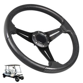 12.5 Inch Carbon Fiber Golf Cart Steering Wheel with Ergonomic Design for Club Car Ds and Precedent EZGO RXV & TXT, Yamaha G29/Drive Most Golf Carts