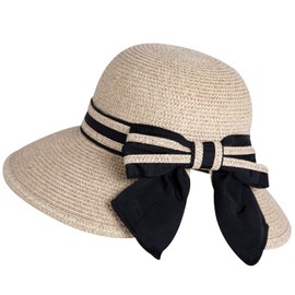 Large Sun Hat for Womens Floppy Summer Beach Straw Hats Accessories Wide Brim SPF 50 Foldable Beige Mixed L