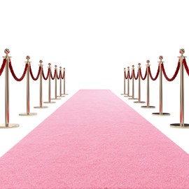 HOMBYS 450 GSM Extra Thick Carpet Runner for Partys & Events 3x15 ft, Non-Slip Rubber Backed Aisle Runway Rug for Step, Proposal & Wedding Decorations, Hollywood Oscars Runway, (Pink,3x15 ft)