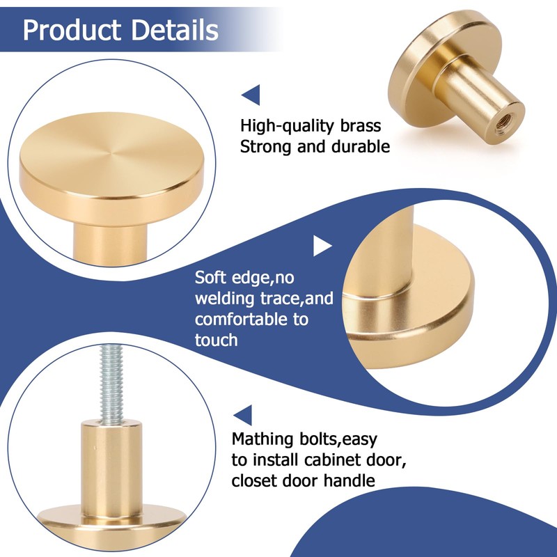 MVPACKEEY 10Pcs Round Cabinet Knobs Drawer Knobs Gold Drawer Knobs