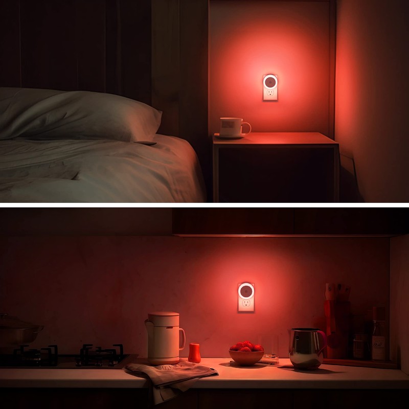 Briignite 4 Pack Red LED Night Light, Dusk to Dawn