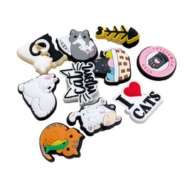 DIWSO Cat Shoe Charms 25PCS Cute Cartoon Shoe Decoration Croc Charms for Girls Women Boys Adults, Present for Birthday Party Favors