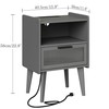 MMEOLUOOK Nightstand with Charging Station, Bedside Tables Grey End Table