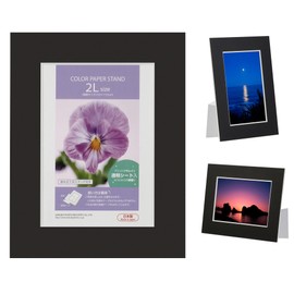Hakuba AMZMCPS-2LBK 4977187003840 Paper Photo Frame, Color Paper Stand, AZ 2L, Black, Horizontal Compatible, Tabletop and Wall Hanging, Transparent Sheet Included