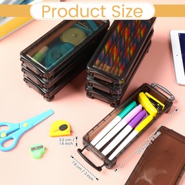 Glenmal 10 Packs Plastic Pencil Box Stackable Pencil Case Bulk Crayon Box with Snap Tight Lid Plastic Brush Painting Storage Organizer for School Office Home Supplies (Black)
