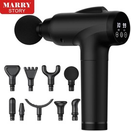 【Multi-Functional】Massage Gun with Attachments, Full-Body Relief, Reduces Fatigue, Boosts Performance，30 speeds & 9 heads massage gun targets sore muscles - Color: Grey