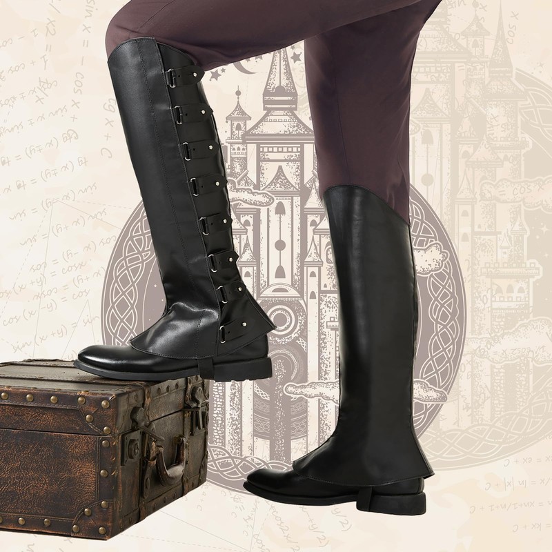 AGDGV Pirate Boot Covers - Faux Leather Steampunk Renaissance Costume